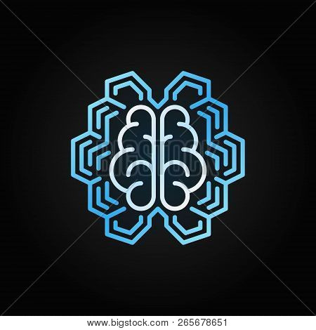 Geometric Digital Brain Bright Line Icon. Vector Artificial Intelligence Cyberbrain Concept Symbol O