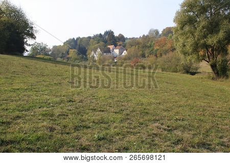 View Of The Burgmuehle In Heckengaeu Near Weissach