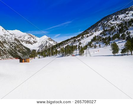 Ordino Arcalis ski resort sector in Andorra at Pyrenees