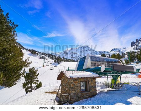 Ordino Arcalis ski resort sector in Andorra at Pyrenees