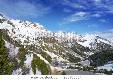 Ordino Arcalis ski resort sector in Andorra at Pyrenees