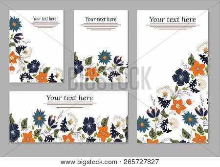 Set Of Cards, Posters, Flyers With Floral Ornaments. Floral Elements