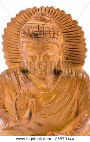 Netsuke af Buddha. Isoleret på hvid baggrund.