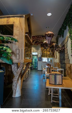 Bruges, Belgium - October 5, 2018: The Choco Jungle Bar Is A Place Well-known To Drink Hot Chocolate
