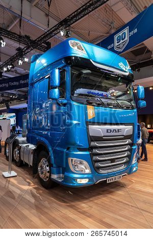 Hannover, Germany - Sep 27, 2018: Daf Xf 530 Ft Ssc Tractor Truck Showcased At The Hannover Iaa Comm