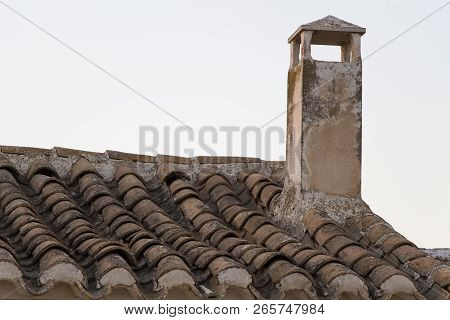 Old Roof With Chimney, Spain, Old House