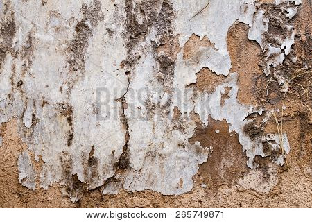Red And White Cracked  Background Texture, Old Wall