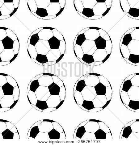 Football Vector Icon, Soccerball. Vector Illustration Isolated In White Background. Seamless Pattern