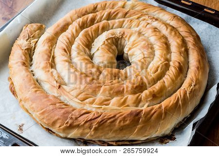Round Borek In Tray / Greek Cheese Pie.