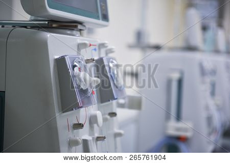 Kidney Dialysis Is Connected To The Kidney Machine. Health Care, Dialysis, Kidney Transplant, Medica