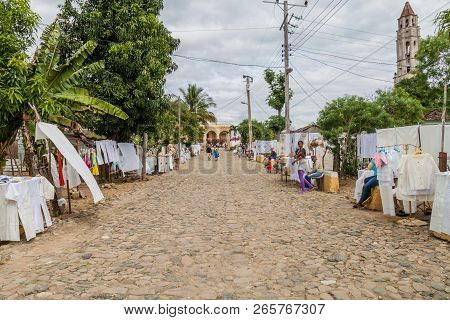 Manaca Iznaga, Cuba - Feb 9, 2016: Souvenir Stalls In Iznaga Village In Valle De Los Ingenios Valley