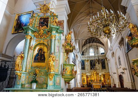 Lublin, Poland, September 01, 2018:interior Of The Church In The Center Of The Old Town In Lublin, P