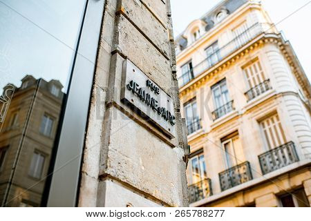 Rouen, France - September 03, 2017: Plate With A Street Name Of Jeanne Darc On The Main Street In Th