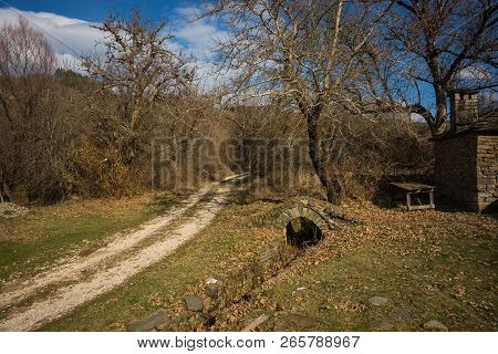 Ancient Snone Bridge  In Zagorohoria, Greece