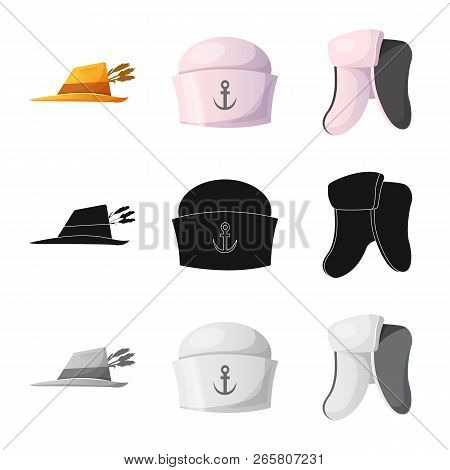 Vector Illustration Of Headgear And Cap Icon. Set Of Headgear And Accessory Vector Icon For Stock.
