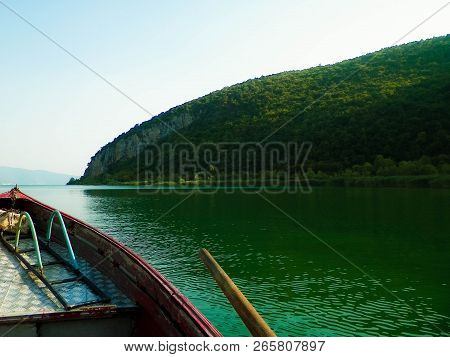 Sailing Over Lake Prespa In Galicica National Park.