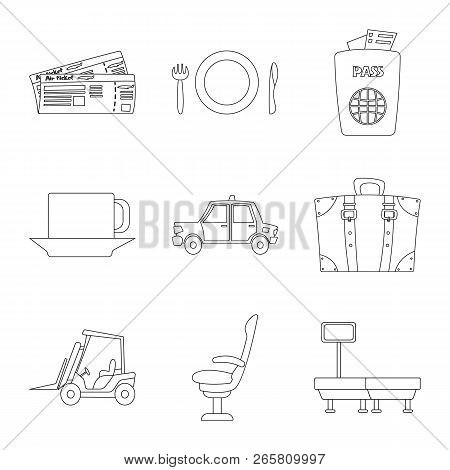 Vector Illustration Of Airport And Airplane Icon. Set Of Airport And Plane Vector Icon For Stock.