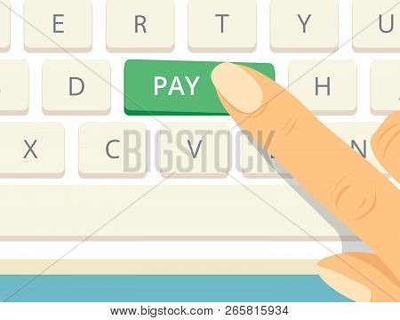 Finger Pressing Pay Key On Computer Keyboard