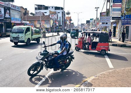 Matara, Sri Lanka - January 8, 2017: City Life In The Central Streets Of The City