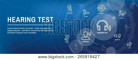 Hearing Test - Hearing Aid Or Loss / Sound Wave Images Set Web Header Banner