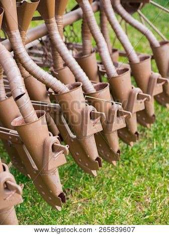 Seeder Planting Crops On A Field, Seeder Ready To Work