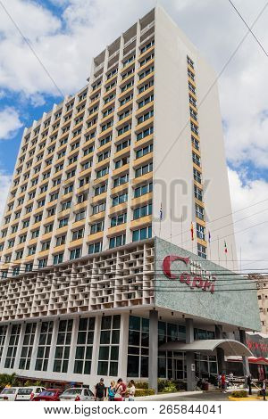 Havana, Cuba - Feb 21, 2016: Hotel Capri Located In The Vedado Neighborhood Of Havana.