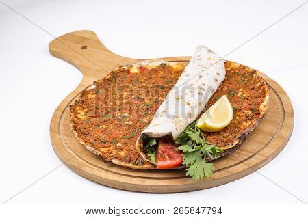 Traditional Delicious Turkish Foods; Turkish Pizza; Lahmacun