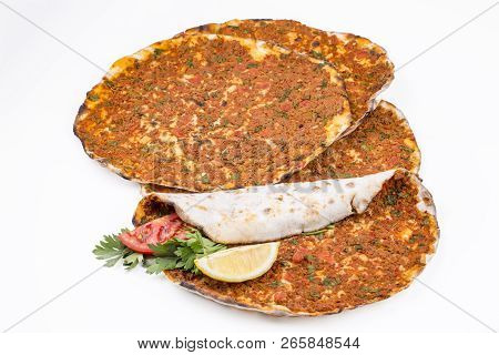 Traditional Delicious Turkish Foods; Turkish Pizza; Lahmacun