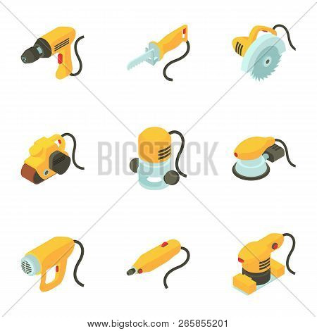 Lathe Icons Set. Isometric Set Of 9 Lathe Vector Icons For Web Isolated On White Background