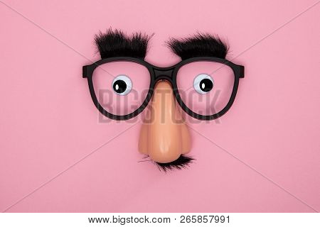 Funny Mask With Eyes And Nose On Pink Background
