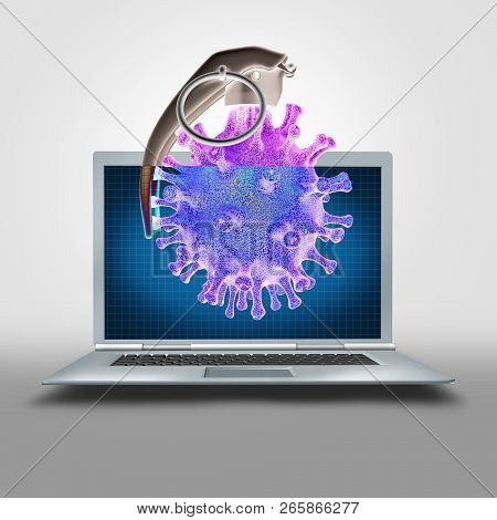 Logic Bomb Or Computer Virus Symbol And Malicious Software Or Trojan Horses And Cyberwarfare Icon On