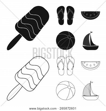 Vector Illustration Of Equipment And Swimming Sign. Collection Of Equipment And Activity Stock Vecto