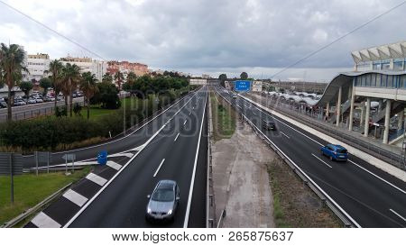 In This Photograph We See The Freeway That Connects Puerto Real And Cadiz With San Fernando.
