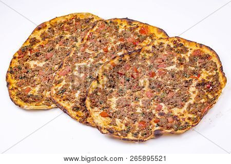 Traditional Delicious Turkish Foods; Turkish Pizza; Lahmacun