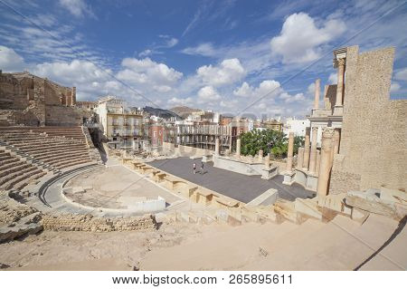 Overview Of The Stage And Stands Of Roman Theater Of Cartagena City In Spain