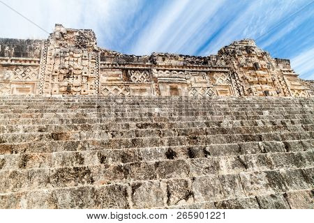 Detailed Carvings At The Nuns Quadrangle Cuadrangulo De Las Monjas Building Complex At The Ruins Of 