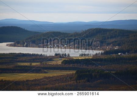 View On Lake Jarvtrasket In Norrbotten In Sweden