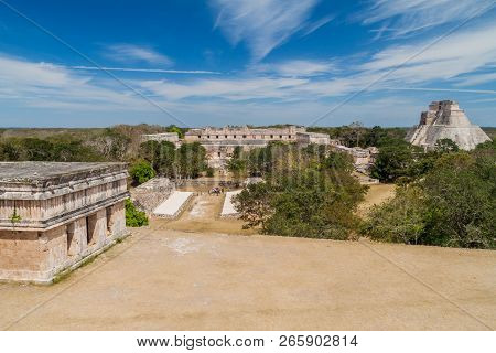 Nuns Quadrangle Cuadrangulo De Las Monjas Building Complex And The Pyramid Of The Magician Piramide 