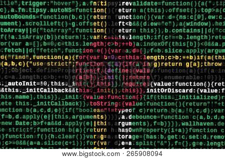 Dominica Flag  Is Depicted On The Screen With The Program Code. The Concept Of Modern Technology And