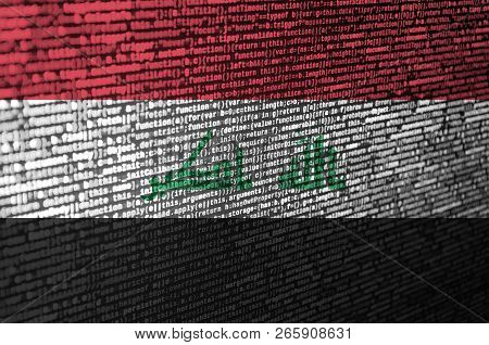 Iraq Flag  Is Depicted On The Screen With The Program Code. The Concept Of Modern Technology And Sit