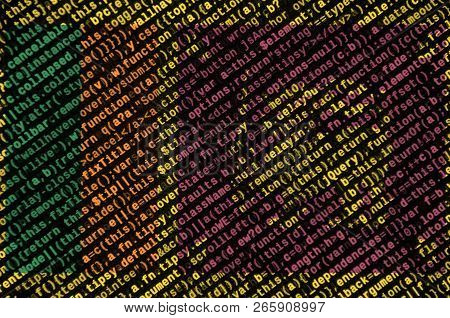 Sri Lanka Flag  Is Depicted On The Screen With The Program Code. The Concept Of Modern Technology An