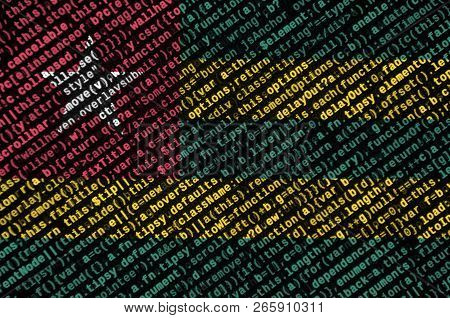 Togo Flag  Is Depicted On The Screen With The Program Code. The Concept Of Modern Technology And Sit