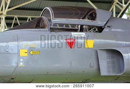 Klebang,melaka,malaysia - September 10,2018: Northrop Grumman F-5e Jet On Display At Submarine Museu