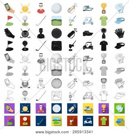 Golf And Attributes Cartoon Icons In Set Collection For Design.golf Club And Equipment Vector Symbol