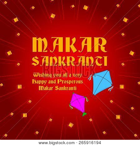 Celebrate Makar Sankranti Background With Colorful Kites.