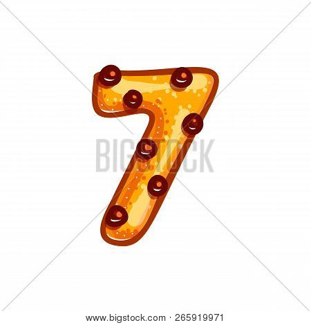 Cookie Font With Chocolate Chips Isolated On White Background.  Christmas Alphabet. Vector Cartoon C