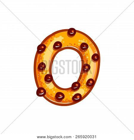 Cookie Font With Chocolate Chips Isolated On White Background.  Christmas Alphabet. Vector Cartoon C