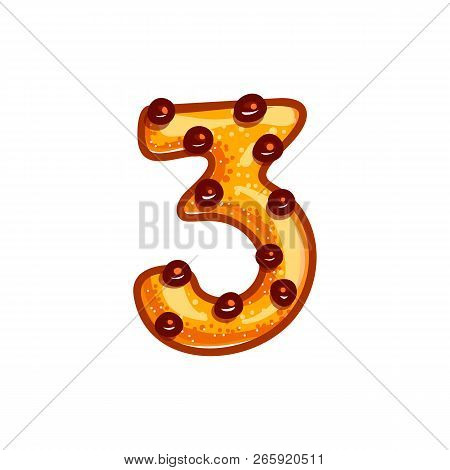 Cookie Font With Chocolate Chips Isolated On White Background.  Christmas Alphabet. Vector Cartoon C