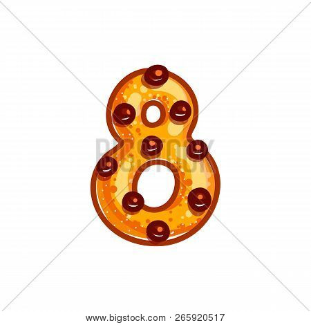 Cookie Font With Chocolate Chips Isolated On White Background.  Christmas Alphabet. Vector Cartoon C