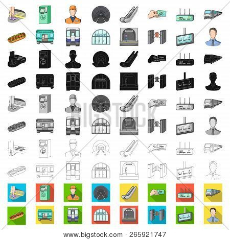 Metro, Subway Cartoon Icons In Set Collection For Design.urban Transport Vector Symbol Stock Web Ill